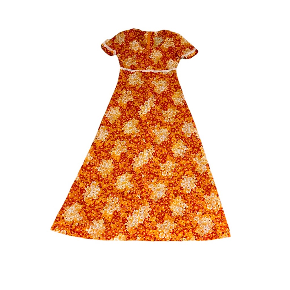 Dress 1960s 1970s Handmade A-Line Floorlength Woodstock Vintage Handmade Floral